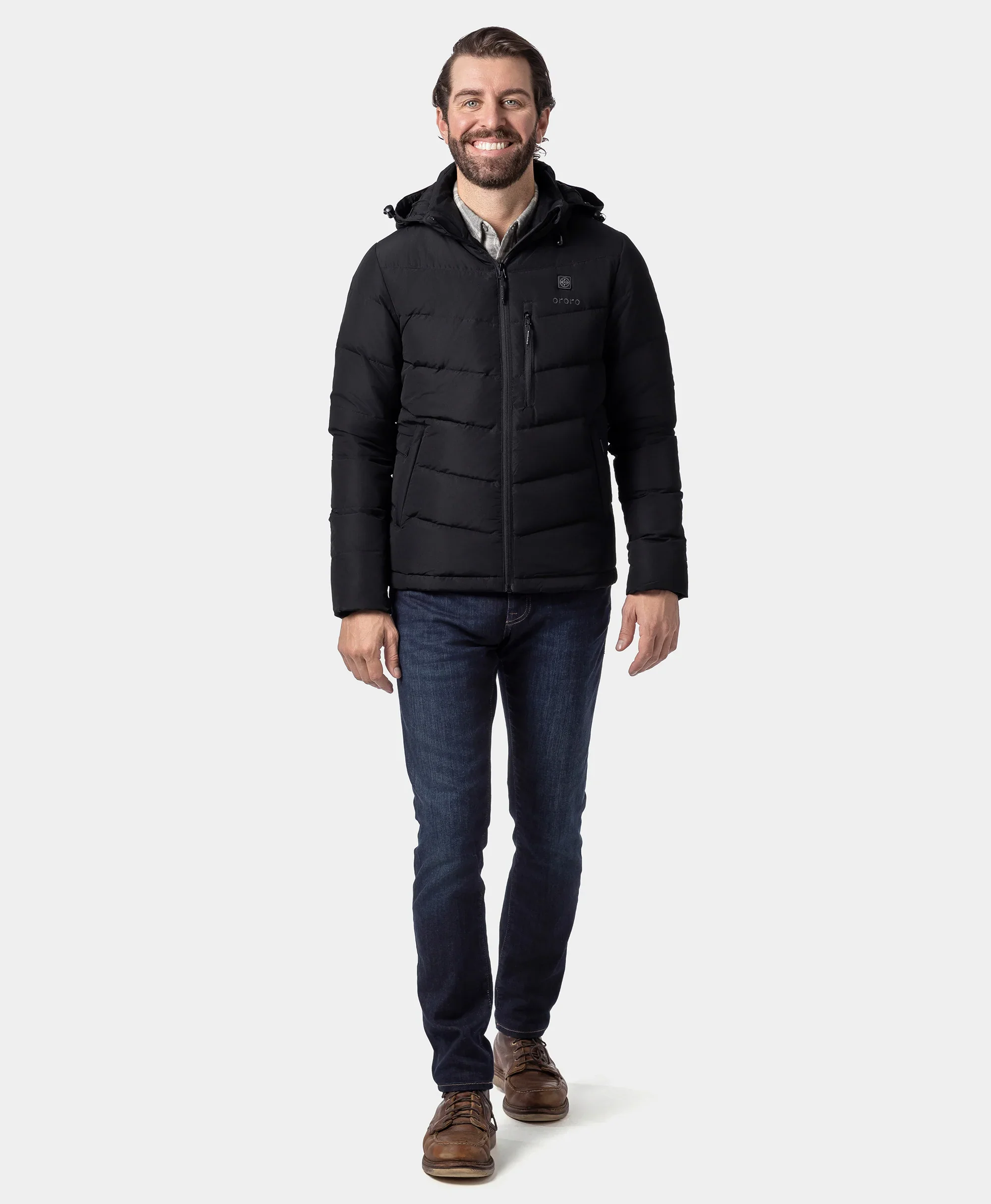 Men's Heated Down Jacket - Black - Image 10