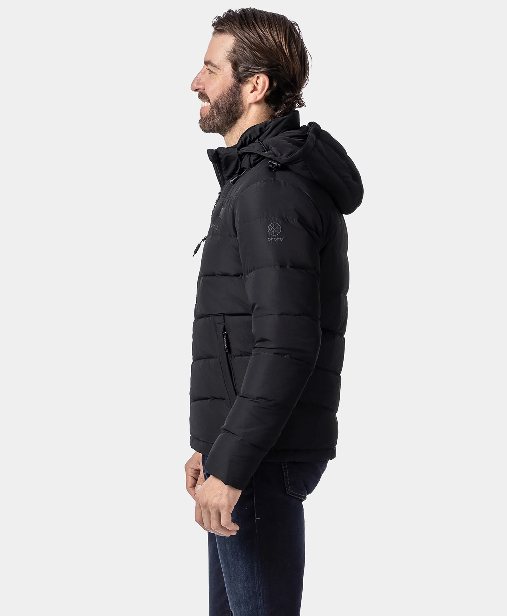 Men's Heated Down Jacket - Black - Image 4