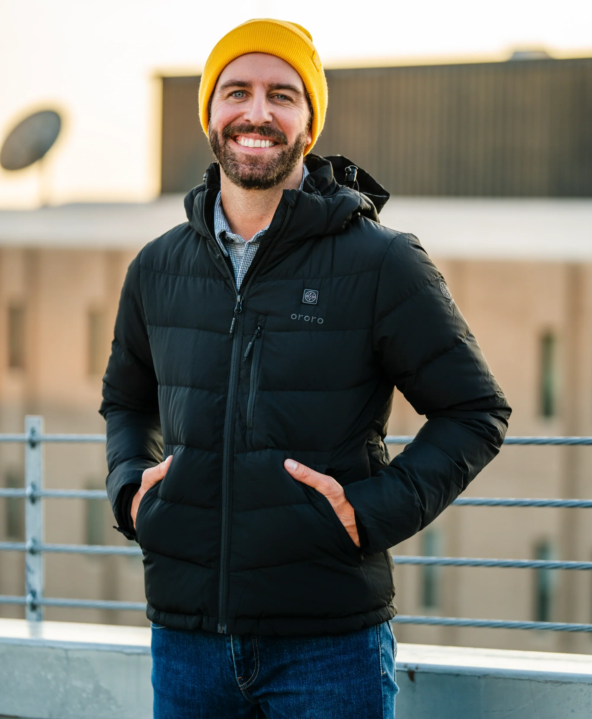 Men's Heated Down Jacket - Black - Image 6