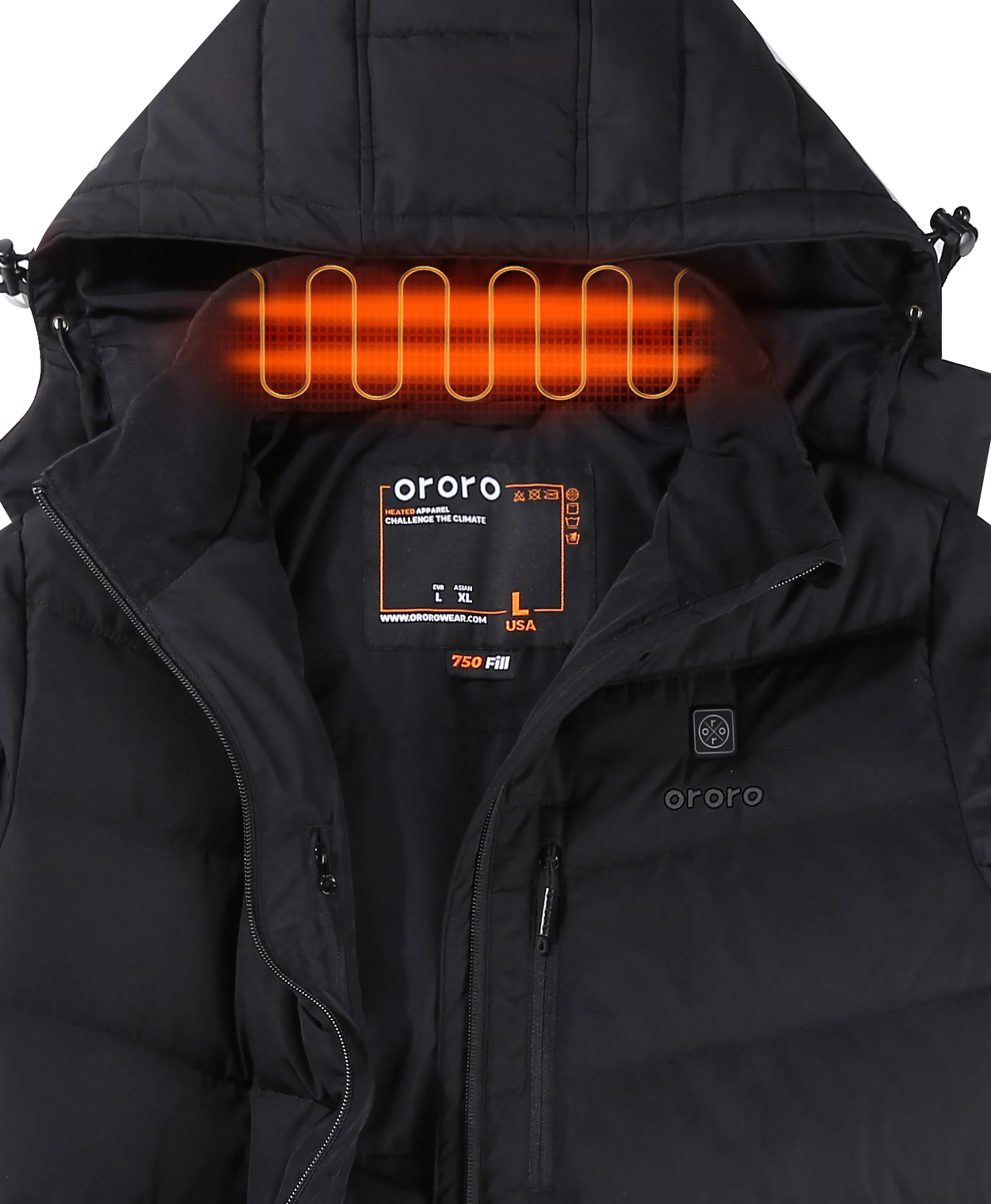 Men's Heated Down Jacket - Black - Image 9