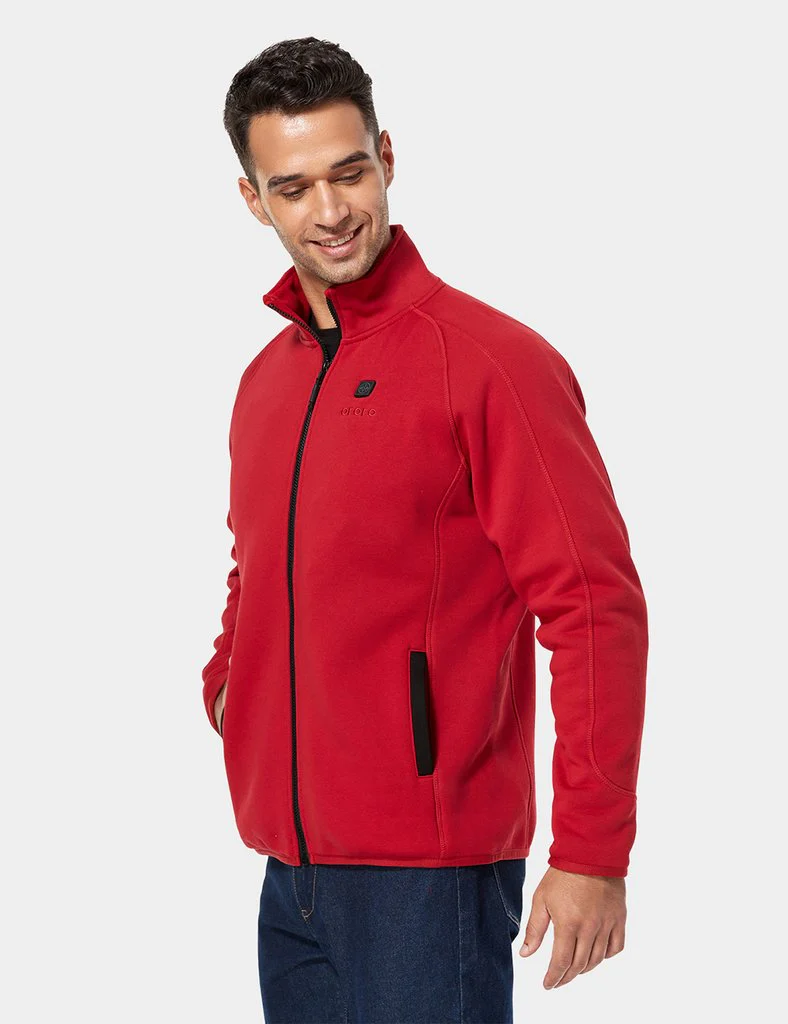 Men's Heated Full-Zip Fleece Jacket - Red - Image 3