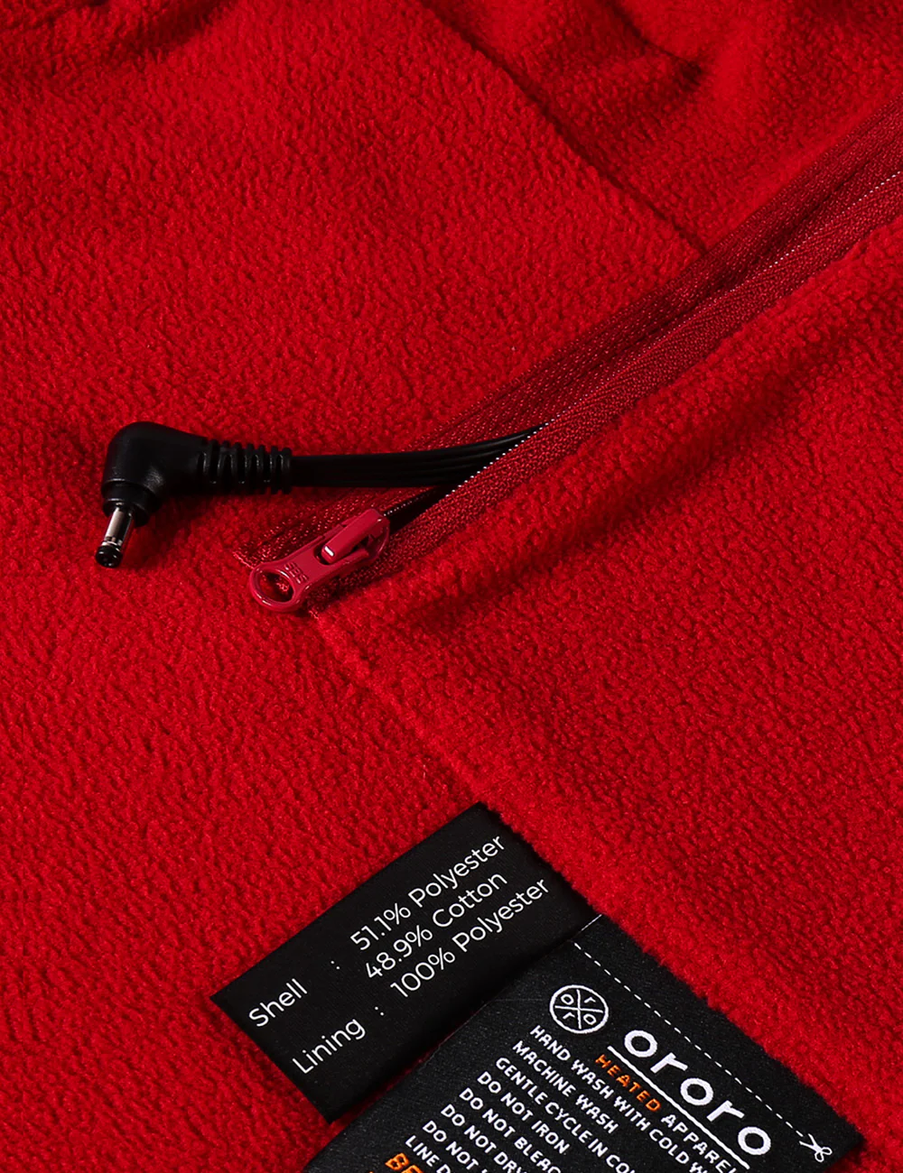 Men's Heated Full-Zip Fleece Jacket - Red - Image 7