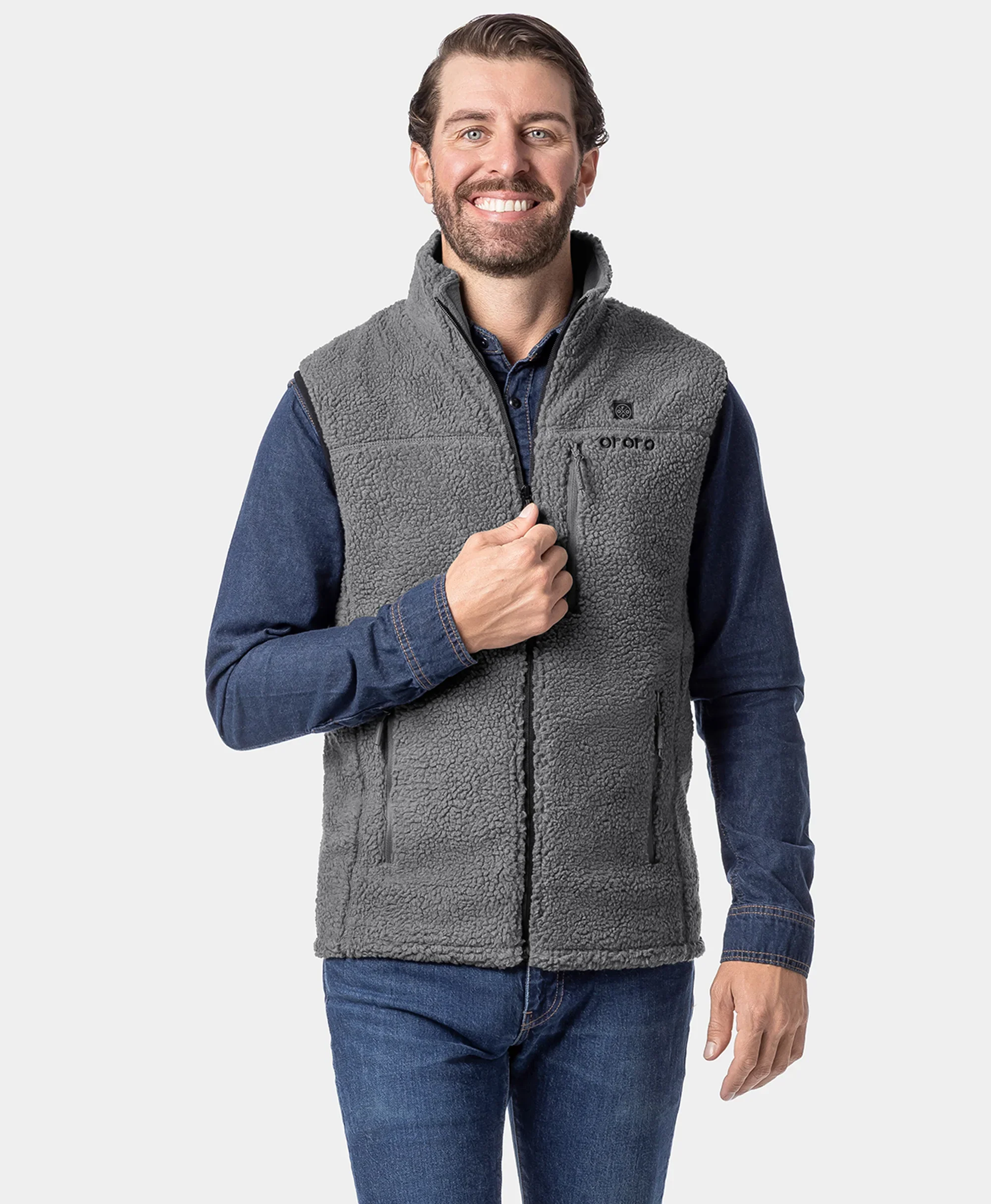 Men's Heated Recycled Fleece Vest - Gray (Final Sale) - Image 3