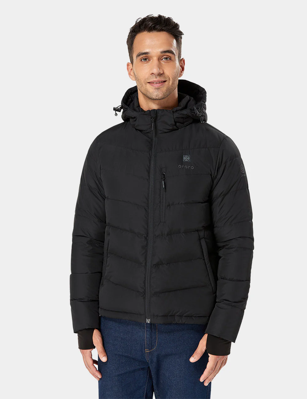 (Open-box) Men's Heated Down Jacket - Black (Battery Set Not Included) - Image 2