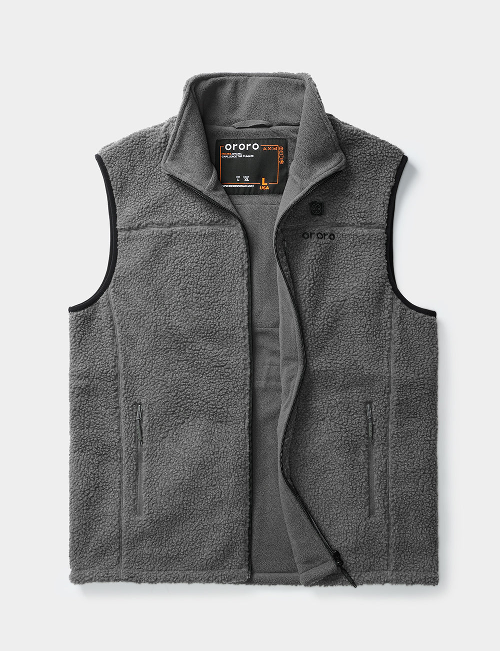(Open-box) Men's Heated Recycled Fleece Vest - Gray (Battery Set Not Included) - Image 10
