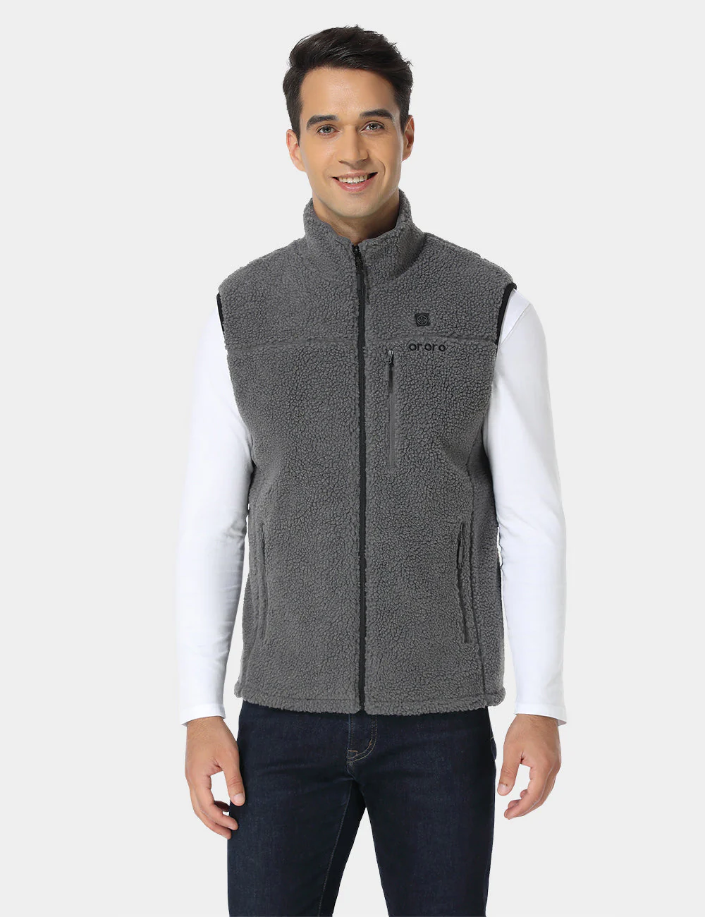 (Open-box) Men's Heated Recycled Fleece Vest - Gray (Battery Set Not Included) - Image 2