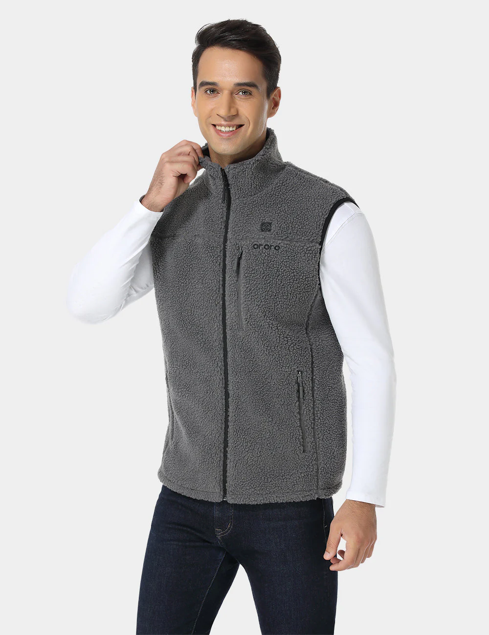 (Open-box) Men's Heated Recycled Fleece Vest - Gray (Battery Set Not Included) - Image 3