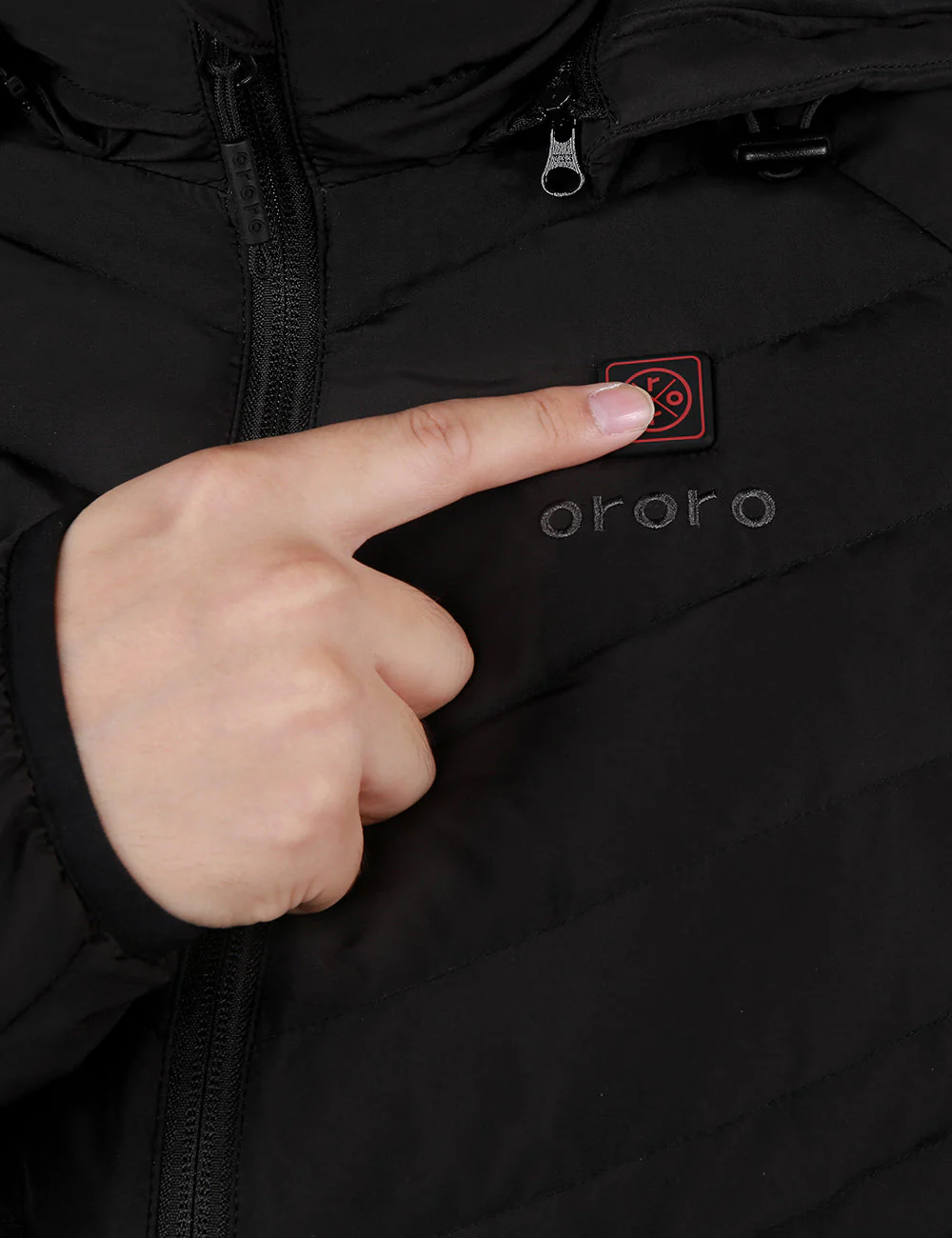 (Open-box) Women's Heated Down Jacket - Black/White  (Battery Set Not Included) - Image 16