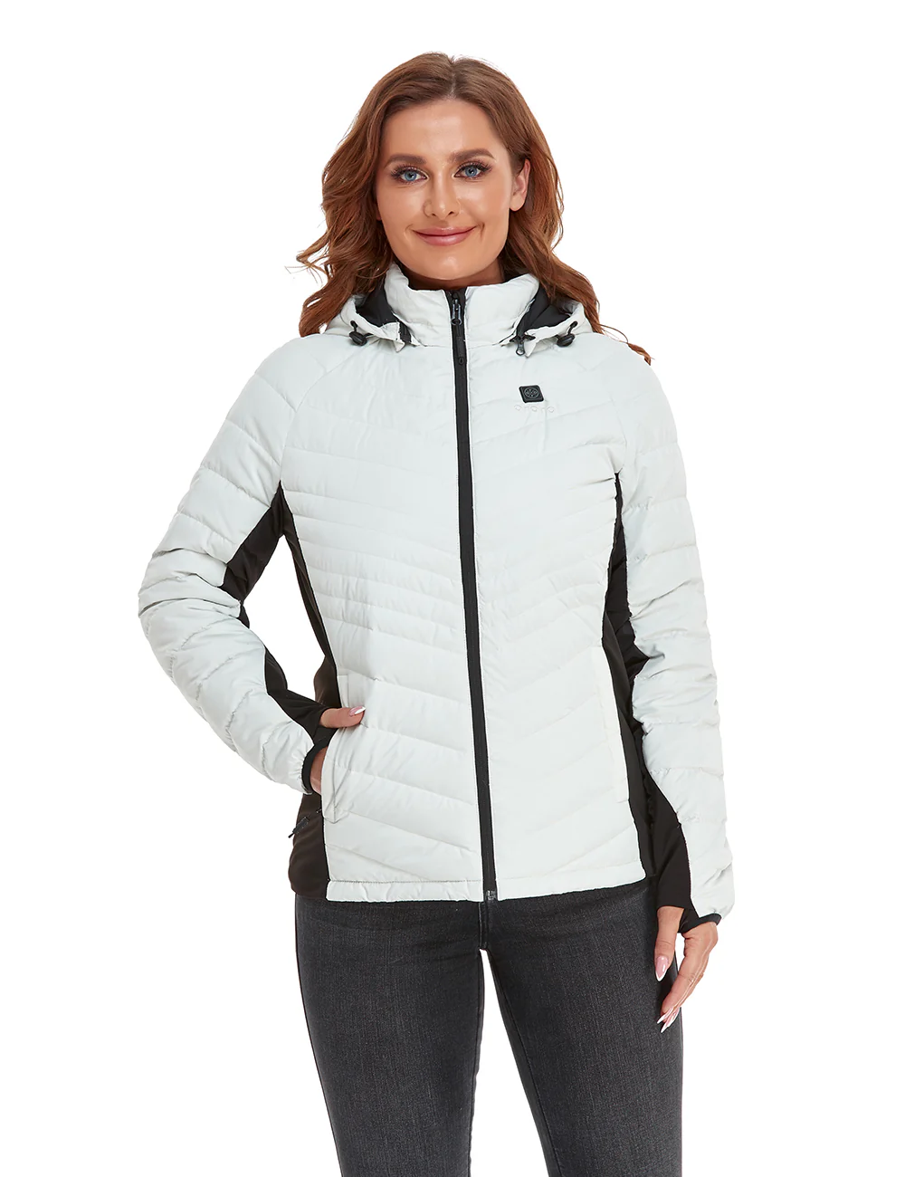 (Open-box) Women's Heated Down Jacket - Black/White  (Battery Set Not Included) - Image 2