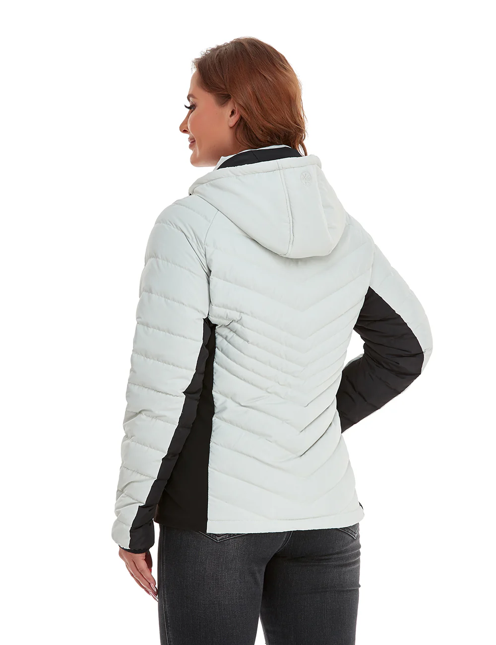 (Open-box) Women's Heated Down Jacket - Black/White  (Battery Set Not Included) - Image 4