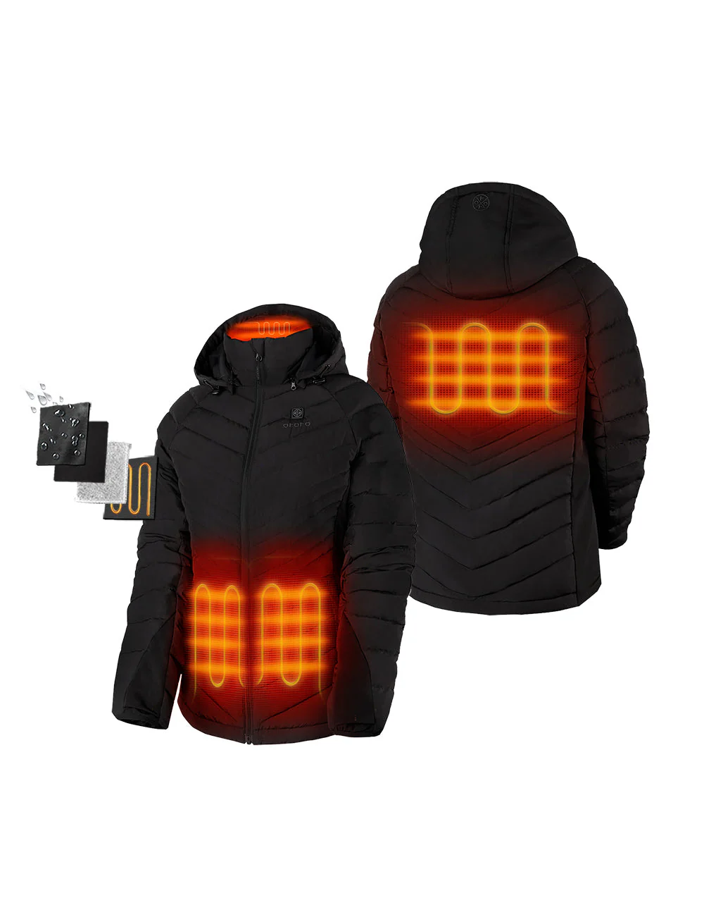 (Open-box) Women's Heated Down Jacket - Black/White  (Battery Set Not Included) - Image 5