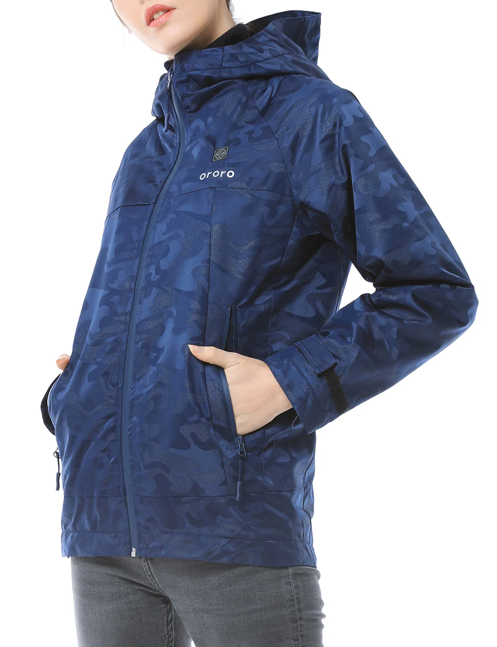 Women Camo Heated Jacket - Navy (Discontinued) - Image 3
