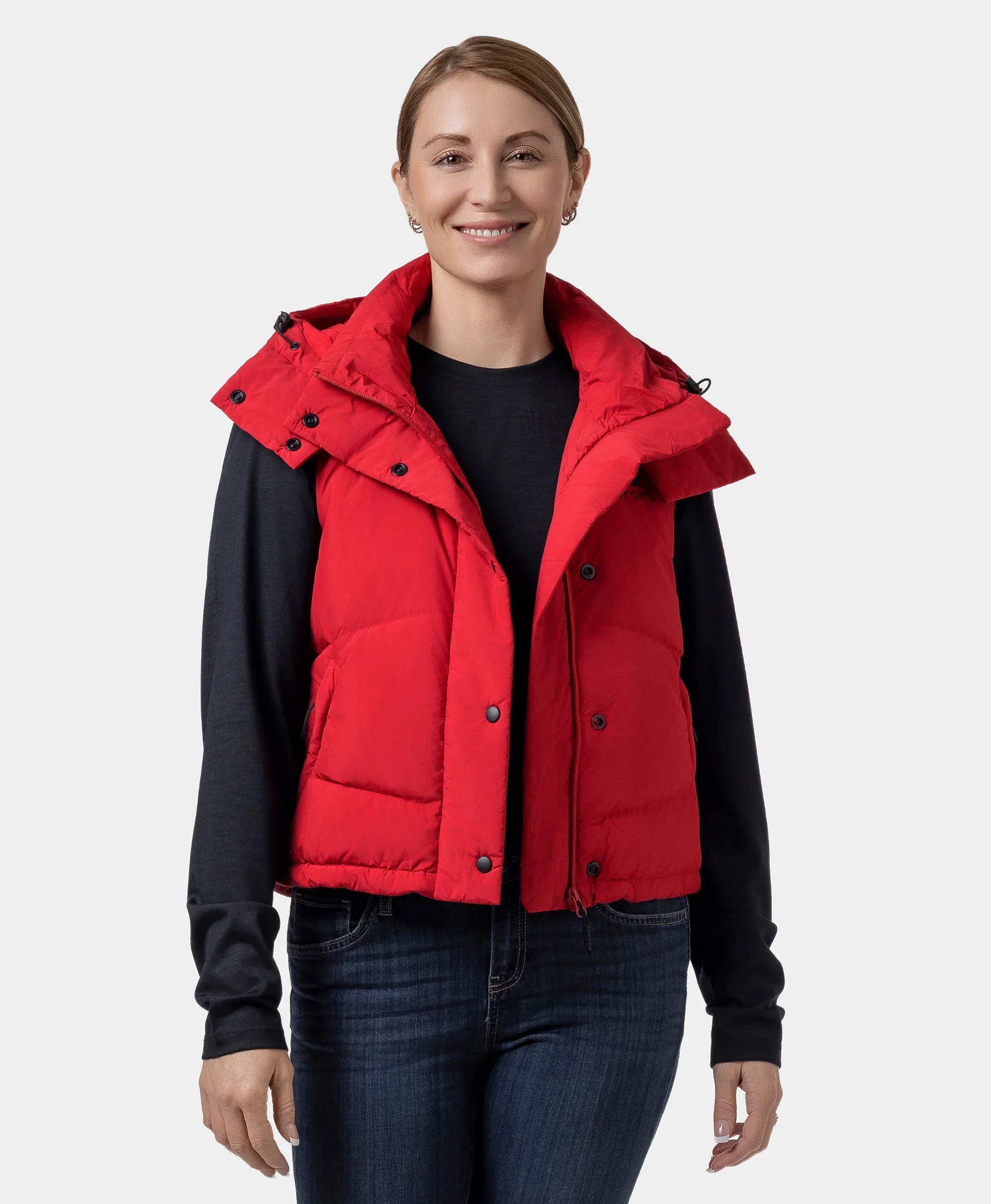 Women's Heated Cropped Puffer Down Vest - Image 16