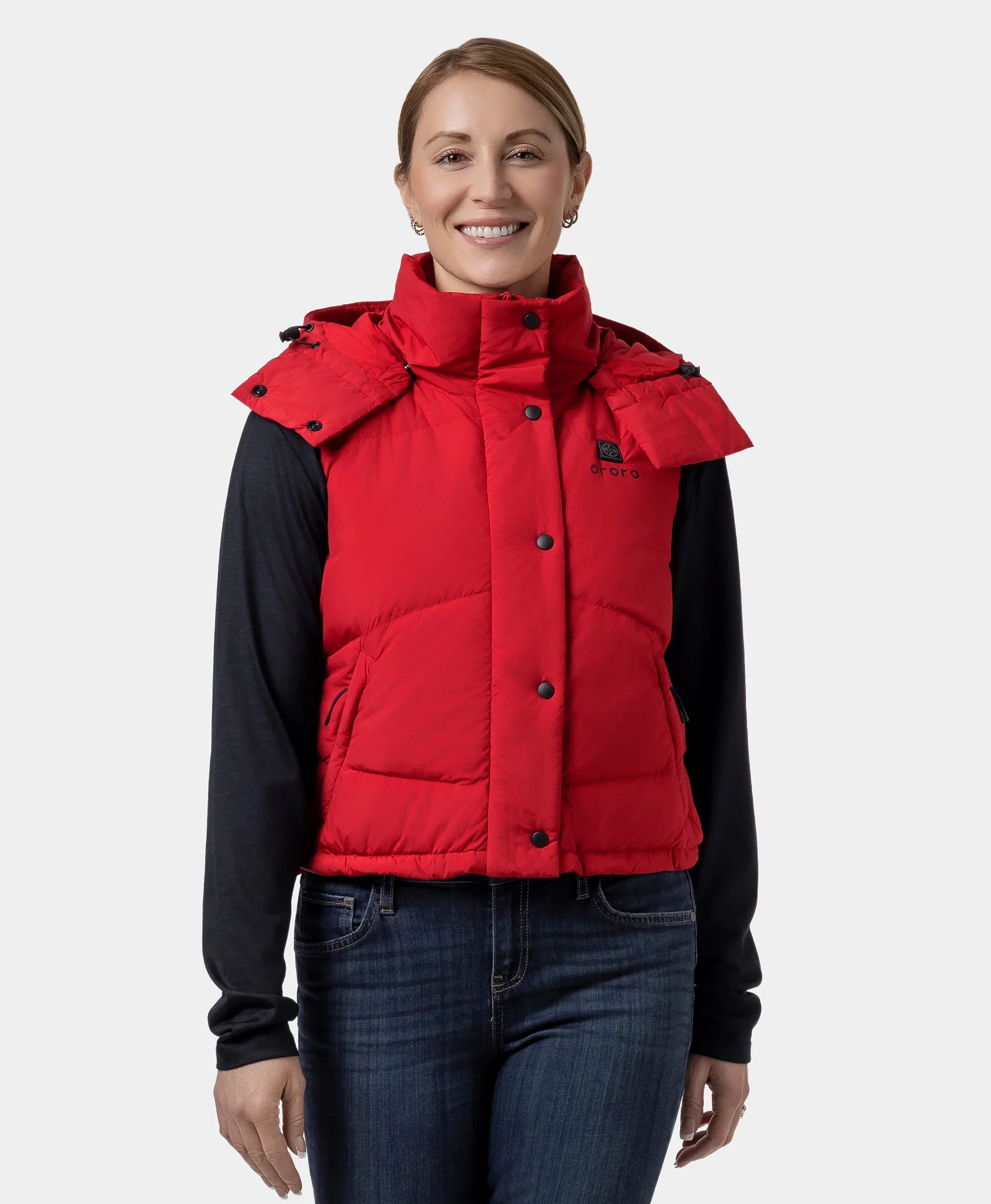 Women's Heated Cropped Puffer Down Vest - Image 19
