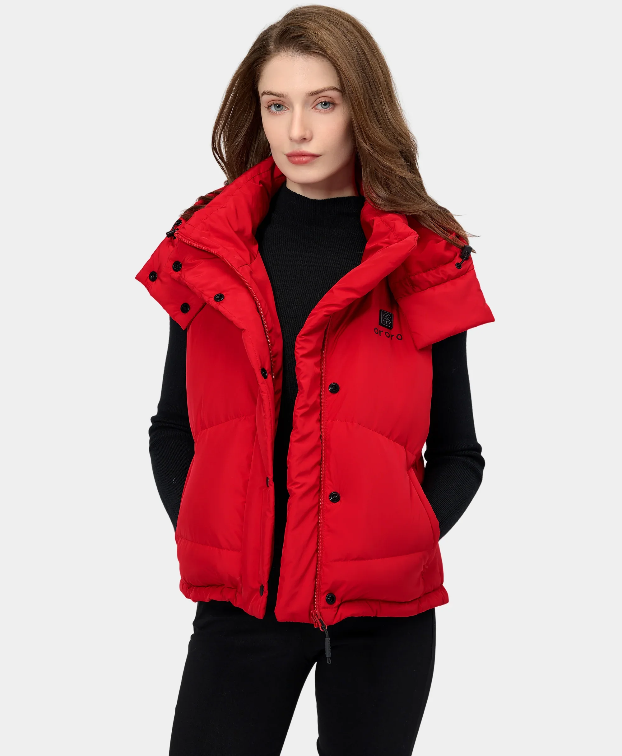 Women's Heated Cropped Puffer Down Vest - Image 21