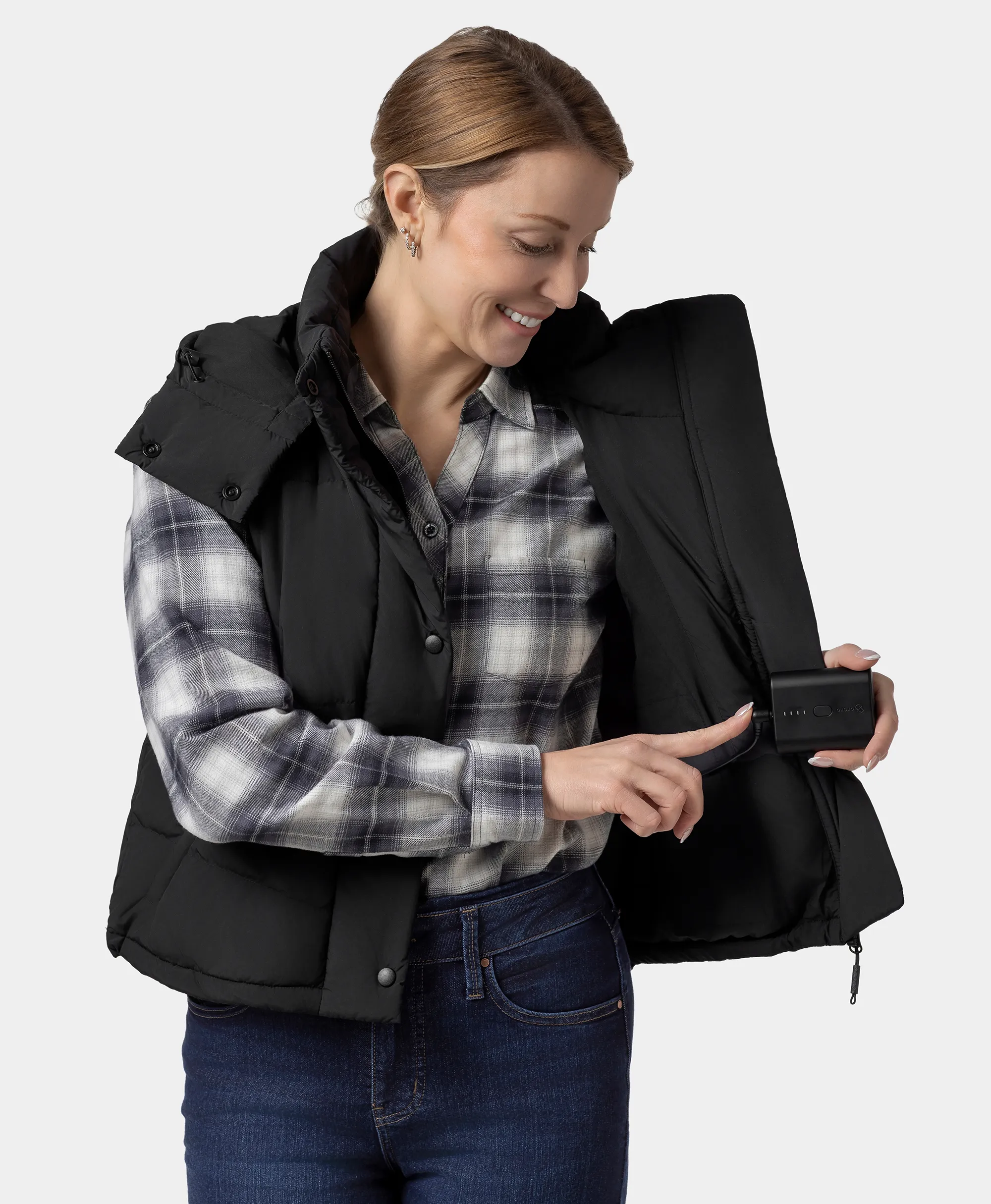 Women's Heated Cropped Puffer Down Vest - Image 4