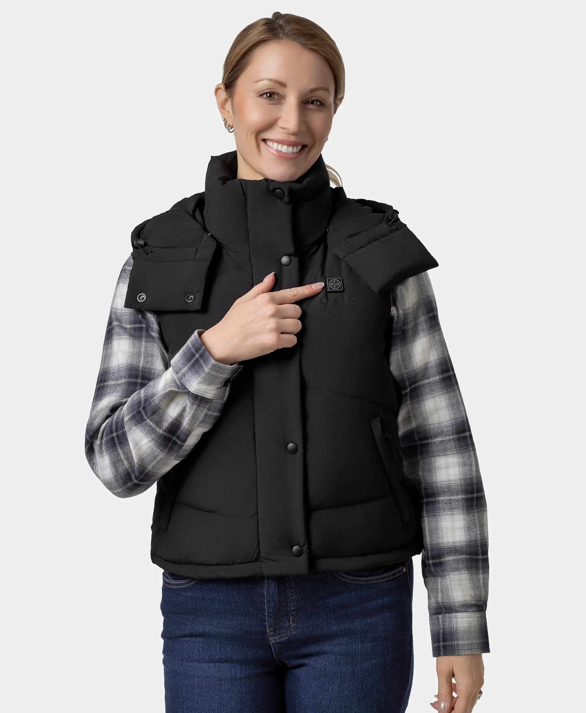 Women's Heated Cropped Puffer Down Vest - Image 5