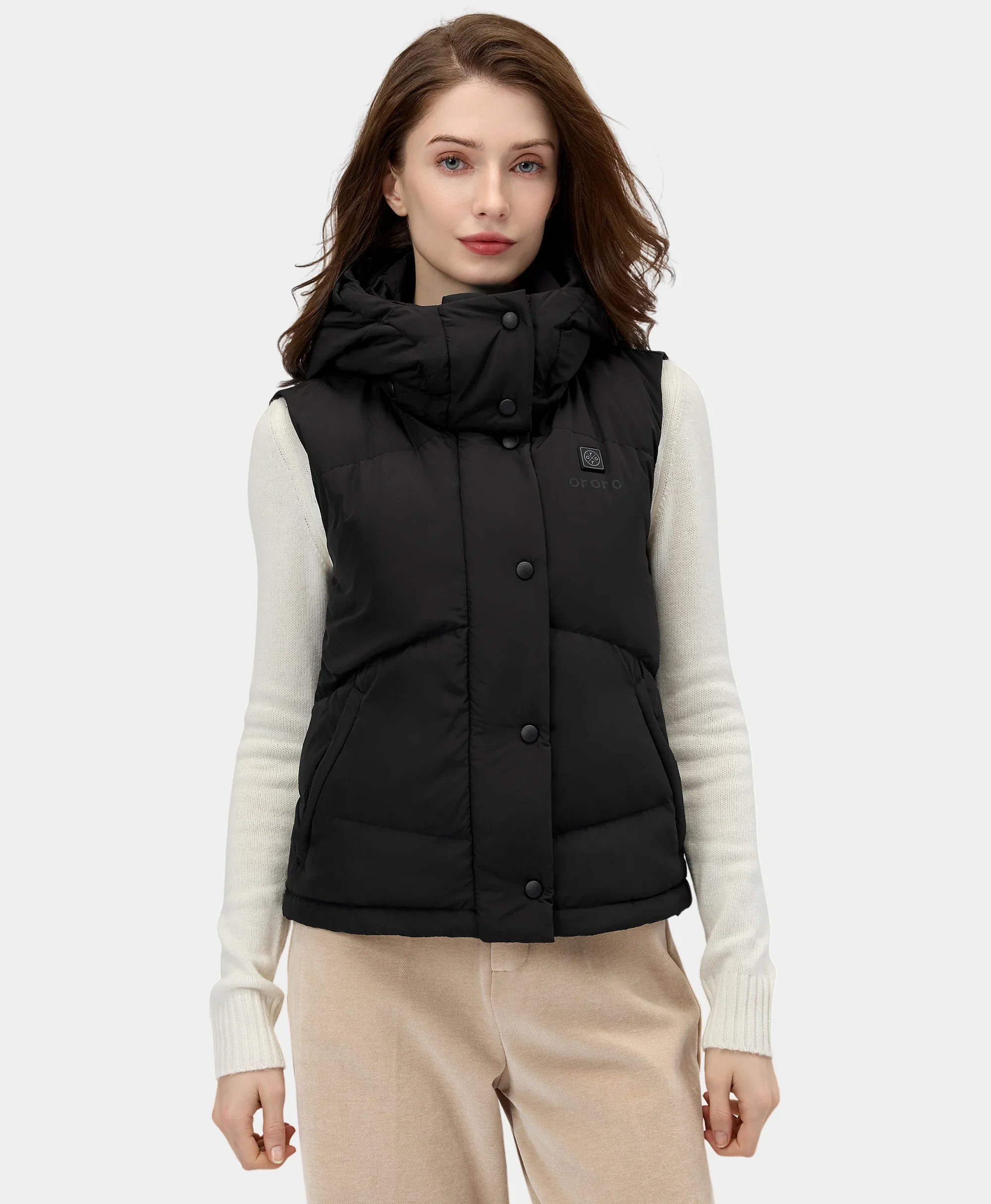Women's Heated Cropped Puffer Down Vest - Image 7
